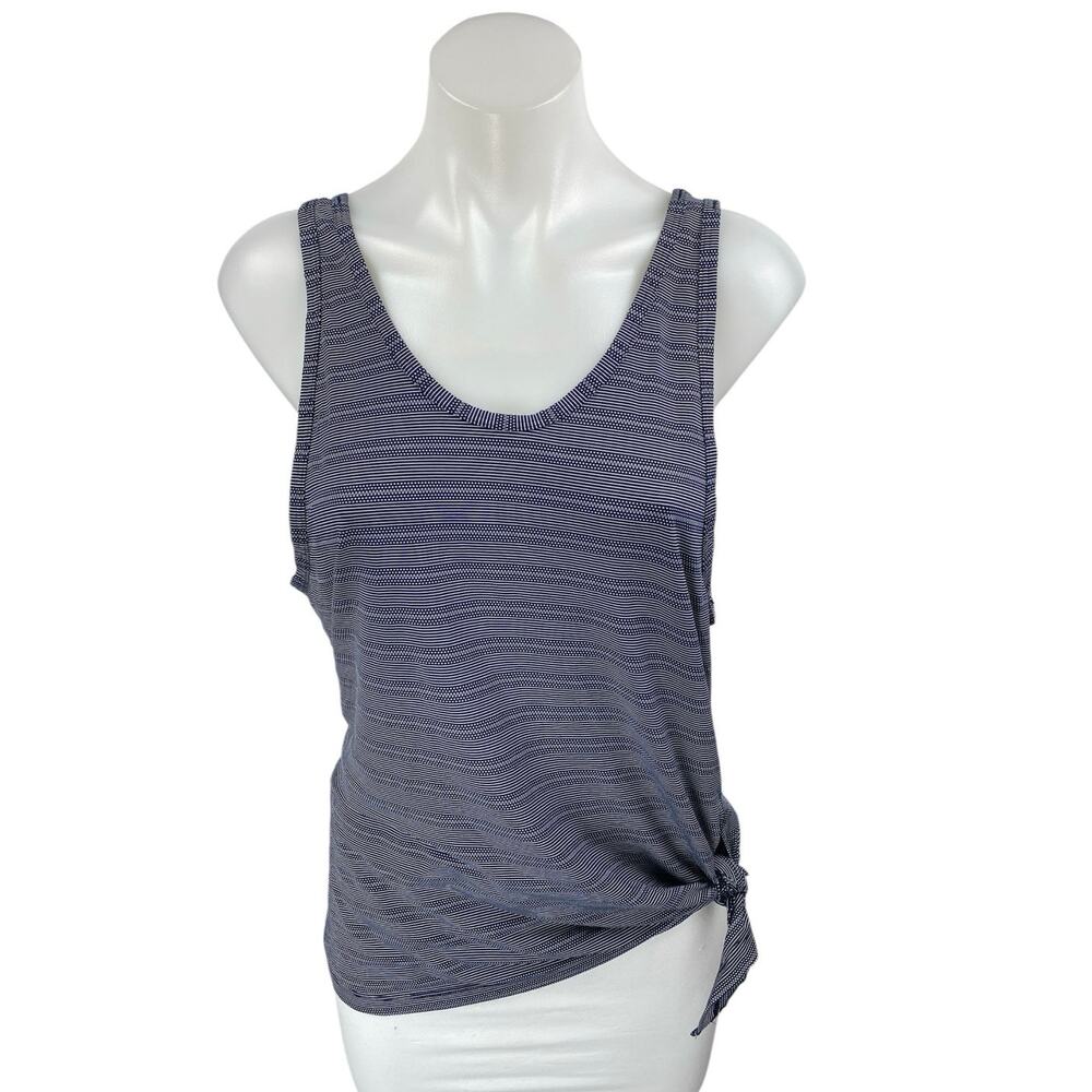 Athleta Max Out Blue Striped Sleeveless Tie Knot Activewear Fitness Tank Top M